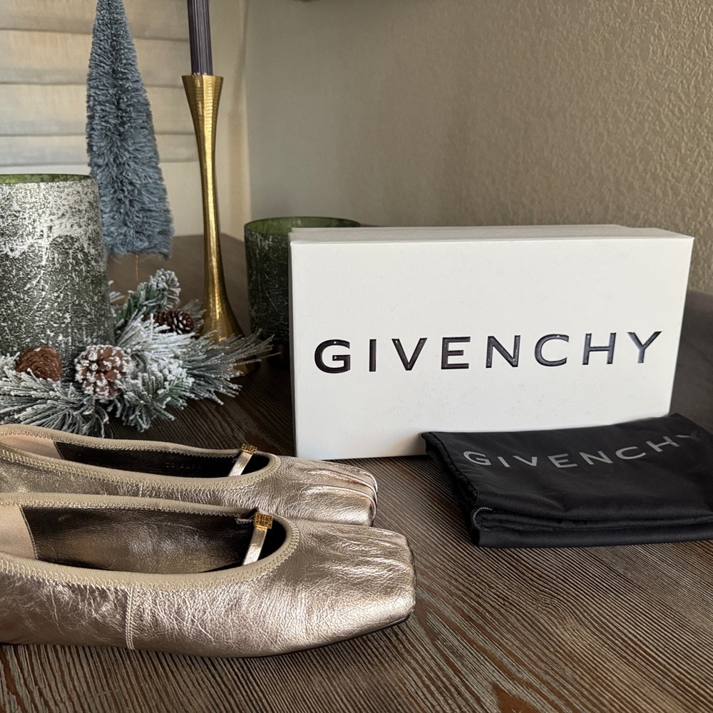 Givenchy Gold Leather Flats